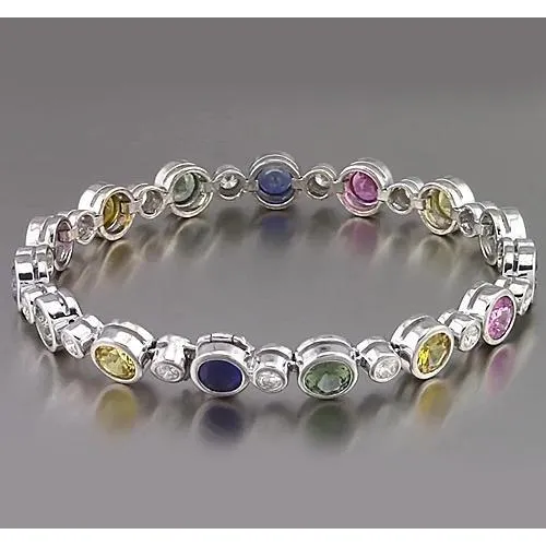 GB Bracelets Multi Color Sapphire Tennis Bracelet Bezel 2250 Carats Women Jewelry GB Bracelets Multi Color Sapphire Tennis Bracelet Bezel 2250 Carats Women Jewelry