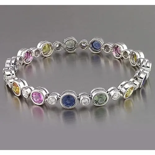 GB Bracelets Multi Color Sapphire Tennis Bracelet Bezel 2250 Carats Women Jewelry GB Bracelets Multi Color Sapphire Tennis Bracelet Bezel 2250 Carats Women Jewelry