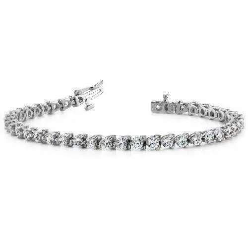 GB Bracelets Three Round Natural Earth Mined Diamond Tennis Bracelet White Gold Fine Jewelry 8 Ct GB Bracelets Three Round Natural Earth Mined Diamond Tennis Bracelet White Gold Fine Jewelry 8 Ct