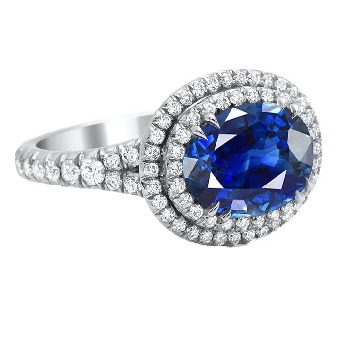 GB Ceylon Blue Sapphire Natural Earth Mined Diamonds 440 Carats Ring White Gold 14K Rings GB Ceylon Blue Sapphire Natural Earth Mined Diamonds 440 Carats Ring White Gold 14K Rings