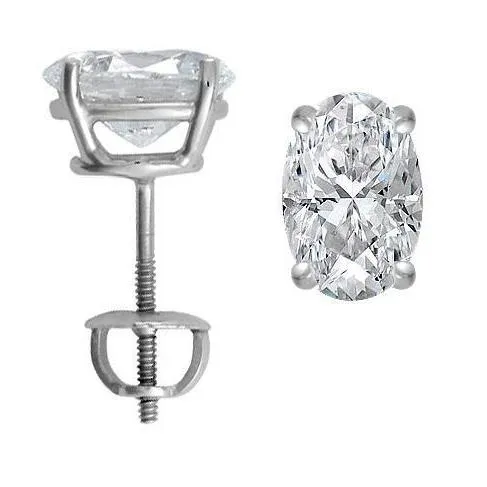 GB Earrings 5 Carats Prong Set Oval Cut Natural Earth Mined Diamond Stud Earring Pair White Gold 14K GB Earrings 5 Carats Prong Set Oval Cut Natural Earth Mined Diamond Stud Earring Pair White Gold 14K