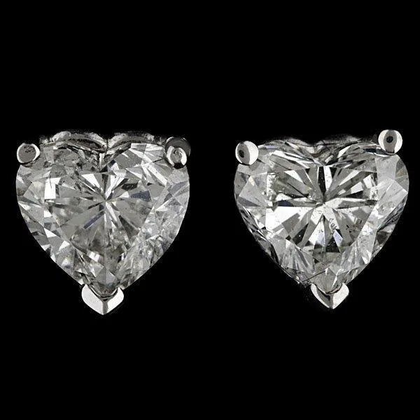 GB Earrings 6 Carats Heart Cut Natural Earth Mined Diamond Stud Earrings Solid White Gold 14K GB Earrings 6 Carats Heart Cut Natural Earth Mined Diamond Stud Earrings Solid White Gold 14K