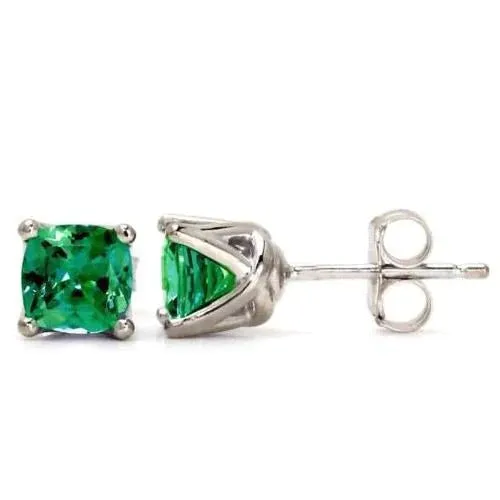 GB Earrings Cushion Criss Cross Solitaire Earrings Green Emerald 4 Ct Women Studs Gold White 14K GB Earrings Cushion Criss Cross Solitaire Earrings Green Emerald 4 Ct Women Studs Gold White 14K