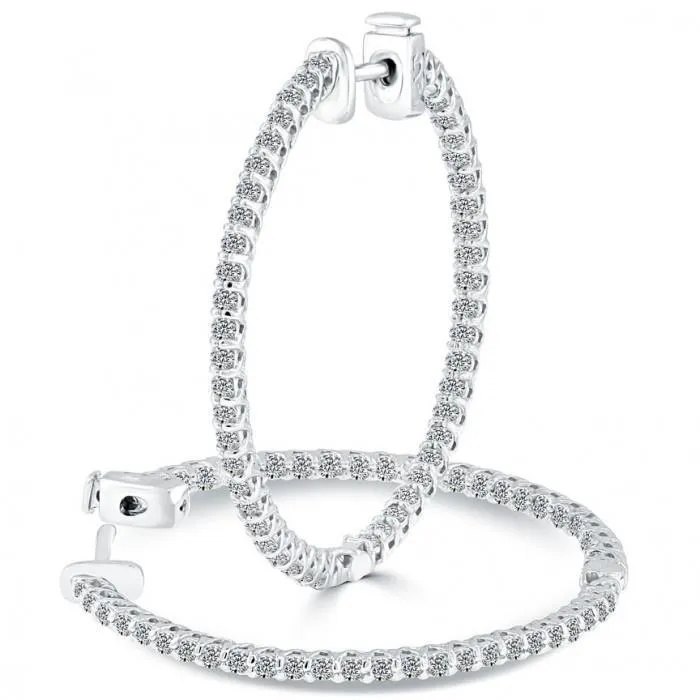 GB Earrings Natural Earth Mined Diamonds Hoop Earring New White Gold 14K Brilliant Cut 5 Carats GB Earrings Natural Earth Mined Diamonds Hoop Earring New White Gold 14K Brilliant Cut 5 Carats