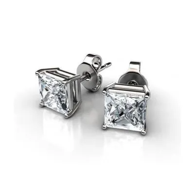 GB Earrings Princess Cut Natural Earth Mined Diamonds Studs Earrings 4 Carats GB Earrings Princess Cut Natural Earth Mined Diamonds Studs Earrings 4 Carats