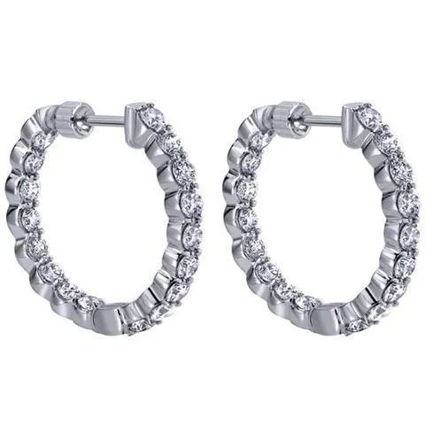 GB Earrings Round Brilliant Cut 410 Ct Natural Earth Mined Diamonds Lady Hoop Earrings Gold White