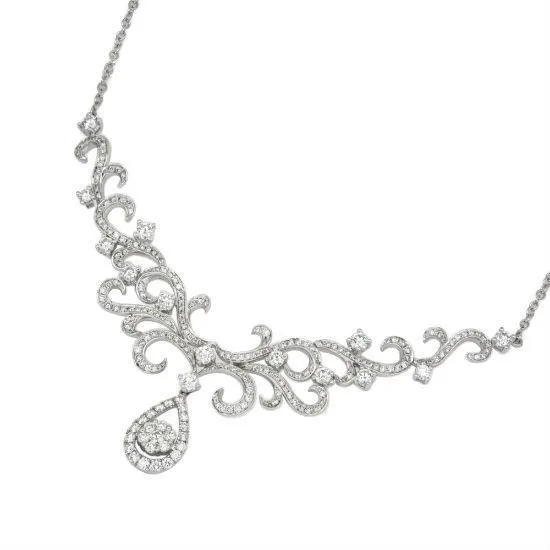 GB Necklaces Ladies Necklace Round Brilliant Cut 8 Carats Natural Earth Mined Diamonds White Gold GB Necklaces Ladies Necklace Round Brilliant Cut 8 Carats Natural Earth Mined Diamonds White Gold