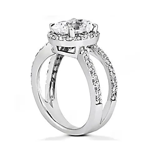 GB Oval Cut Natural Earth Mined Diamond Engagement Women Halo Ring 166 Carat White Gold Rings