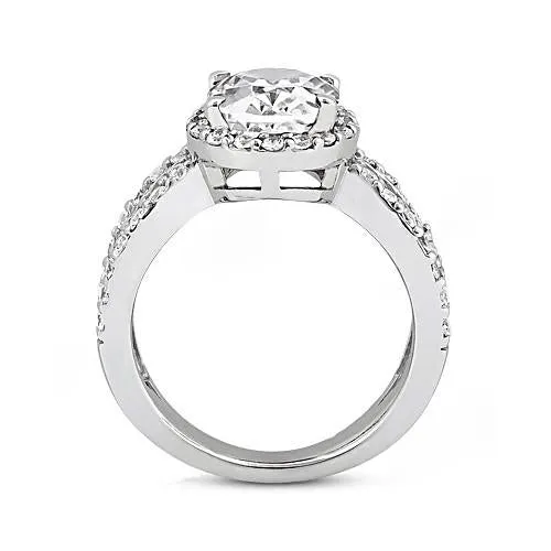 GB Oval Cut Natural Earth Mined Diamond Engagement Women Halo Ring 166 Carat White Gold Rings