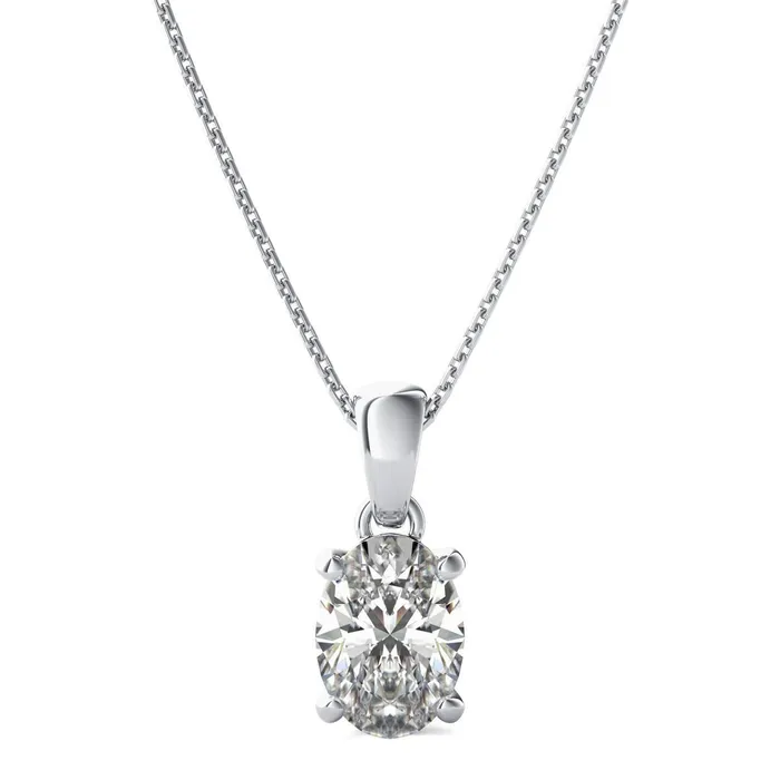 GB Oval Pendant Necklace 275 Carats Solitaire Natural Earth Mined Diamond White Gold 14K Necklaces GB Oval Pendant Necklace 275 Carats Solitaire Natural Earth Mined Diamond White Gold 14K Necklaces