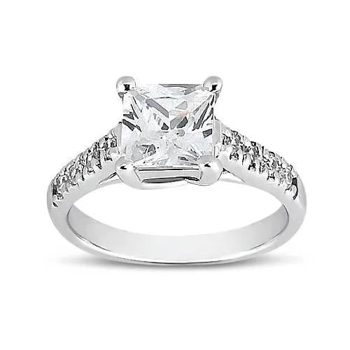GB Rings 150 Carat Princess Round Natural Earth Mined Diamond Ring With Accents White Gold 14K GB Rings 150 Carat Princess Round Natural Earth Mined Diamond Ring With Accents White Gold 14K