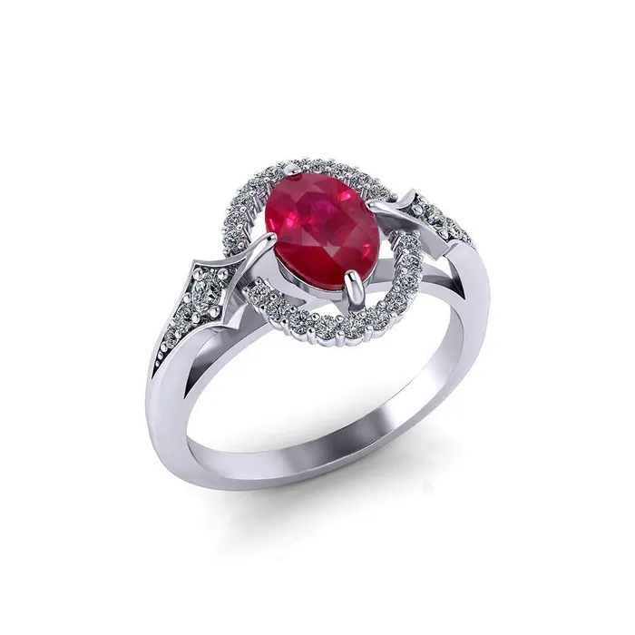 GB Rings 275 Carats Ruby And Natural Earth Mined Diamonds Wedding Ring 14K White Gold GB Rings 275 Carats Ruby And Natural Earth Mined Diamonds Wedding Ring 14K White Gold