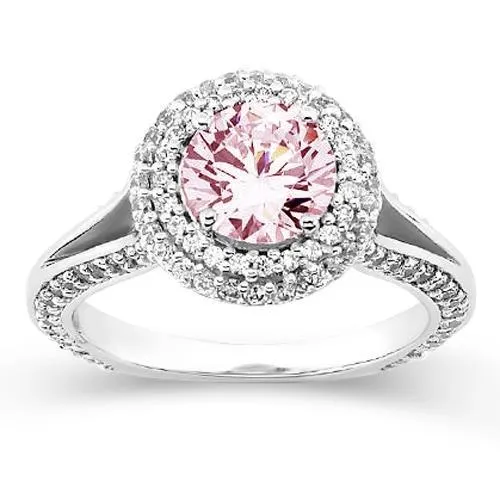 GB Rings 288 Ct Halo Style Round Pink Sapphire Engagement Ring Gemstone GB Rings 288 Ct Halo Style Round Pink Sapphire Engagement Ring Gemstone
