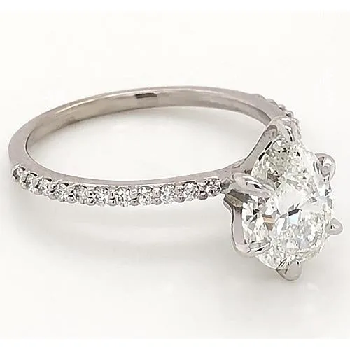 GB Rings 2 Carats Natural Earth Mined Diamond Ring Women White Gold 14K Solitaire With Accent GB Rings 2 Carats Natural Earth Mined Diamond Ring Women White Gold 14K Solitaire With Accent