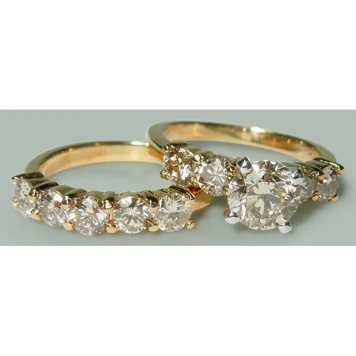 GB Rings 350 Ct Round Natural Earth Mined Diamonds Engagement Ring Band Set Yellow Gold GB Rings 350 Ct Round Natural Earth Mined Diamonds Engagement Ring Band Set Yellow Gold