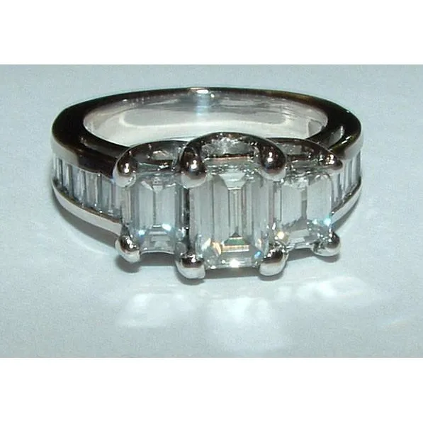 GB Rings 3 Ct Emerald Baguettes Three Stone Natural Earth Mined Diamond Ring White Gold 14K