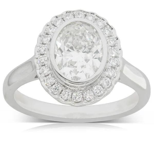 GB Rings Big Oval Lab Grown Diamond Engagement Halo Ring Bezel Set White Gold GB Rings Big Oval Lab Grown Diamond Engagement Halo Ring Bezel Set White Gold