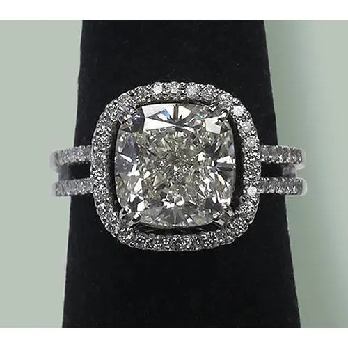 GB Rings Custom Jewelry Cushion Halo Natural Earth Mined Diamond Pave Ring GB Rings Custom Jewelry Cushion Halo Natural Earth Mined Diamond Pave Ring
