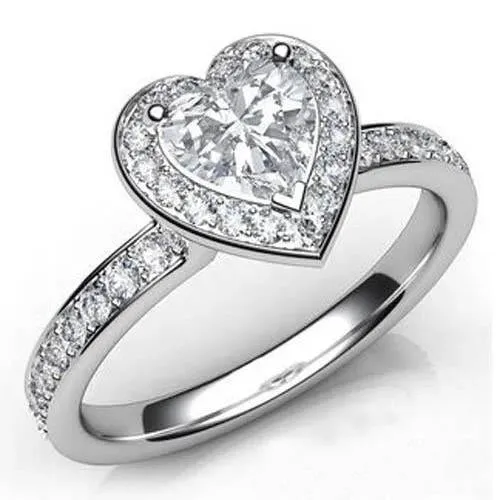 GB Rings Gorgeous Heart Cut With Round Natural Earth Mined Diamond Halo Ring 610 Carats White Gold Jewelry GB Rings Gorgeous Heart Cut With Round Natural Earth Mined Diamond Halo Ring 610 Carats White Gold Jewelry