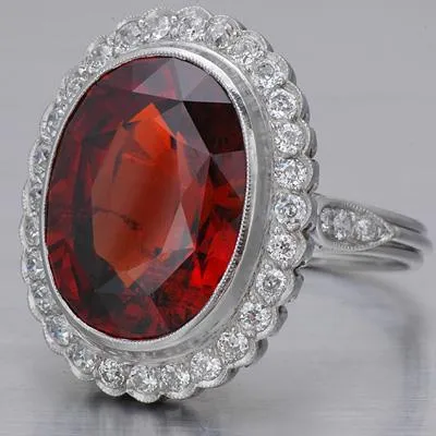 GB Rings Oval Cut 20 Ct Garnet With Natural Earth Mined Diamonds Ring Gold White 14K GB Rings Oval Cut 20 Ct Garnet With Natural Earth Mined Diamonds Ring Gold White 14K