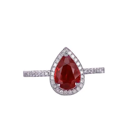 GB Rings Pear Cut Red Ruby Natural Earth Mined Diamond Wedding Ring White Gold 14K 345 Carats GB Rings Pear Cut Red Ruby Natural Earth Mined Diamond Wedding Ring White Gold 14K 345 Carats