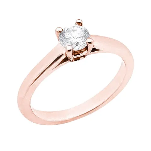 GB Rings Round Natural Earth Mined Diamond 225 Ct Solitaire Rose Gold Ring New GB Rings Round Natural Earth Mined Diamond 225 Ct Solitaire Rose Gold Ring New