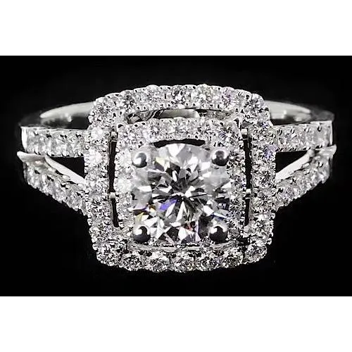 GB Rings Round Natural Earth Mined Diamond Halo Style Anniversary Ring 3 Carats GB Rings Round Natural Earth Mined Diamond Halo Style Anniversary Ring 3 Carats
