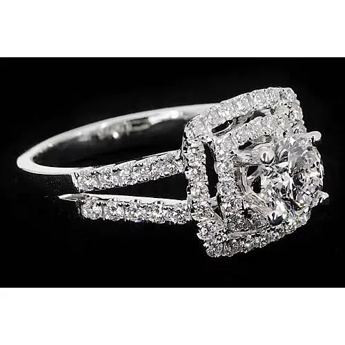 GB Rings Round Natural Earth Mined Diamond Halo Style Anniversary Ring 3 Carats GB Rings Round Natural Earth Mined Diamond Halo Style Anniversary Ring 3 Carats