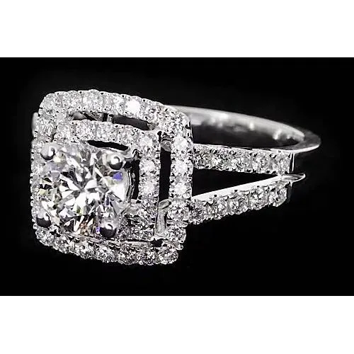 GB Rings Round Natural Earth Mined Diamond Halo Style Anniversary Ring 3 Carats GB Rings Round Natural Earth Mined Diamond Halo Style Anniversary Ring 3 Carats