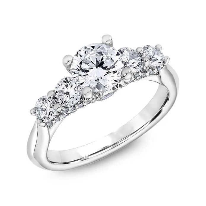 GB Rings Sparkling Five Stone 4 Carats Real Natural Earth Mined Diamond Engagement Ring White Gold 14K
