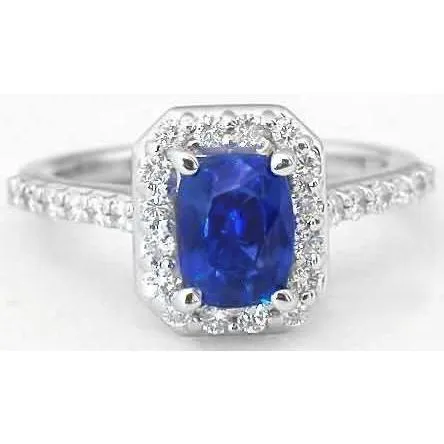 GB Rings White Gold 14K 340 Ct Ceylon Blue Sapphire And Natural Earth Mined Diamonds Ring GB Rings White Gold 14K 340 Ct Ceylon Blue Sapphire And Natural Earth Mined Diamonds Ring