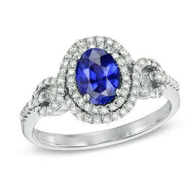 GB Solitaire With Accents Sapphire Natural Earth Mined Diamond Ring 325 Carats WG 14K Rings GB Solitaire With Accents Sapphire Natural Earth Mined Diamond Ring 325 Carats WG 14K Rings