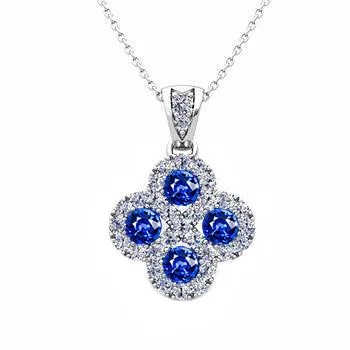 GB Sri Lankan Sapphire And Natural Earth Mined Diamond Necklace Pendant White Gold 3 Ct Necklaces GB Sri Lankan Sapphire And Natural Earth Mined Diamond Necklace Pendant White Gold 3 Ct Necklaces
