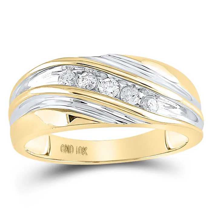 GND 10kt Yellow Gold Mens Round Diamond Wedding Band Ring 14 Cttw GND Rings GND 10kt Yellow Gold Mens Round Diamond Wedding Band Ring 14 Cttw GND Rings