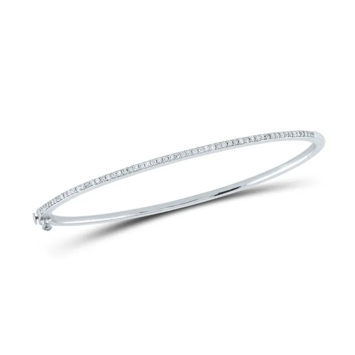 GND GND Sterling Silver Womens Round Diamond Single Row Bangle Bracelet 13 Cttw Bracelets GND GND Sterling Silver Womens Round Diamond Single Row Bangle Bracelet 13 Cttw Bracelets