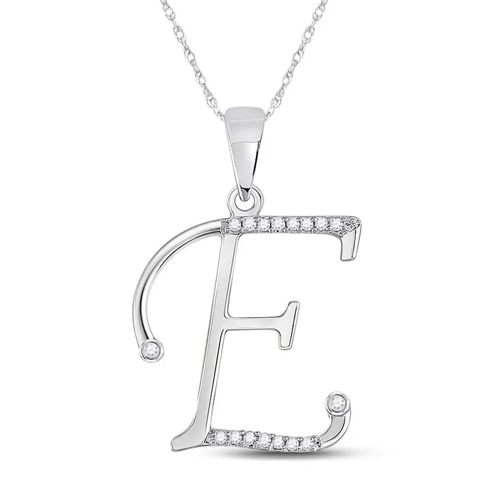 GND Necklaces GND 10Kt White Gold Womens Round Diamond E Initial Letter Pendant 112 Cttw GND Necklaces GND 10Kt White Gold Womens Round Diamond E Initial Letter Pendant 112 Cttw