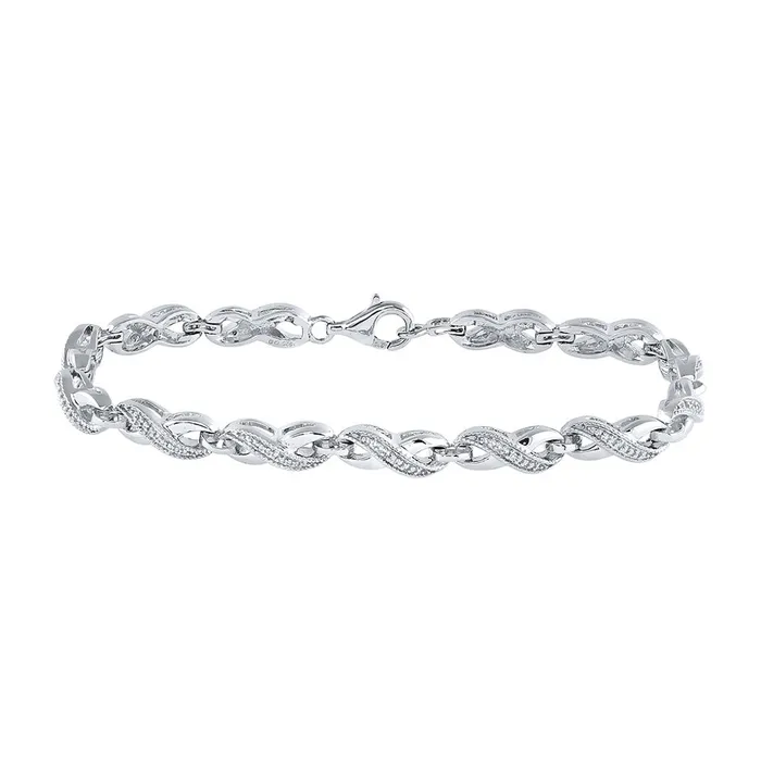 GND Sterling Silver Womens Round Diamond Infinity Bracelet 01 Cttw GND Bracelets GND Sterling Silver Womens Round Diamond Infinity Bracelet 01 Cttw GND Bracelets