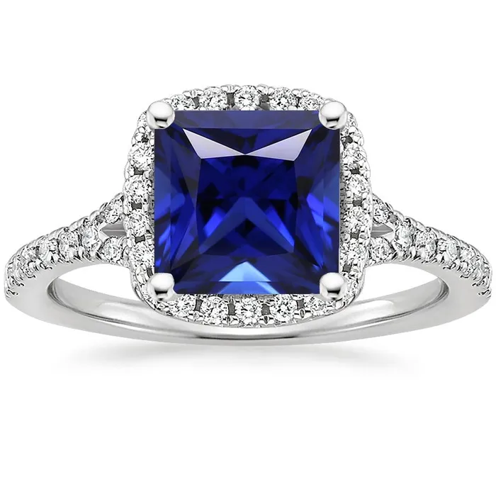 Halo Natural Earth Mined Diamond Blue Sapphire Ring With Accents V Split Shank 6 Carats HarryChadEntcom Rings Halo Natural Earth Mined Diamond Blue Sapphire Ring With Accents V Split Shank 6 Carats HarryChadEntcom Rings