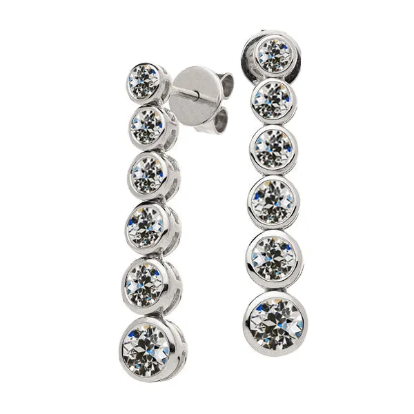 HarryChadEntcom 6 Stone Earth Mined Diamond Drop Earrings 450 Ct Bezel Old Cut Earrings HarryChadEntcom 6 Stone Earth Mined Diamond Drop Earrings 450 Ct Bezel Old Cut Earrings