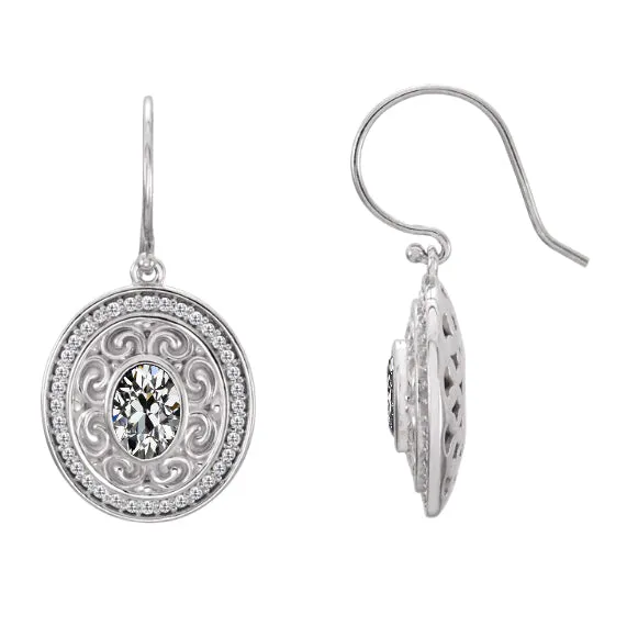 HarryChadEntcom Earrings Oval Natural Diamond Old Miner Dangle Earring Antique Style 250 Carats HarryChadEntcom Earrings Oval Natural Diamond Old Miner Dangle Earring Antique Style 250 Carats