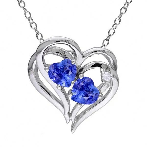 HarryChadEntcom Necklaces Double Heart Pendant Ceylon Sapphire Natural Earth Mined Diamond 14K Gold 250 Carats HarryChadEntcom Necklaces Double Heart Pendant Ceylon Sapphire Natural Earth Mined Diamond 14K Gold 250 Carats