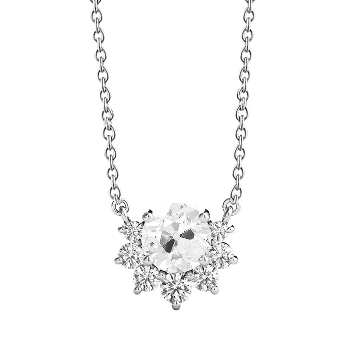 HarryChadEntcom Necklaces Halo Real Natural Earth Mined Diamond Pendant Round Old Miner 3 Carats With Chain Gold 14K HarryChadEntcom Necklaces Halo Real Natural Earth Mined Diamond Pendant Round Old Miner 3 Carats With Chain Gold 14K