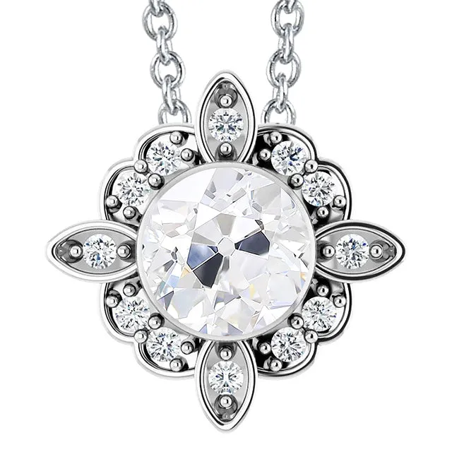HarryChadEntcom Necklaces Halo Round Cut Old Miner Natural Earth Mined Diamond Pendant Slide Bezel Set 5 Carats HarryChadEntcom Necklaces Halo Round Cut Old Miner Natural Earth Mined Diamond Pendant Slide Bezel Set 5 Carats