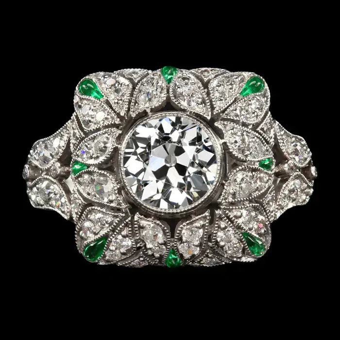 HarryChadEntcom Rings Art Deco Jewelry New Old Cut Natural Earth Mined Diamond Ring Emerald Antique Style HarryChadEntcom Rings Art Deco Jewelry New Old Cut Natural Earth Mined Diamond Ring Emerald Antique Style