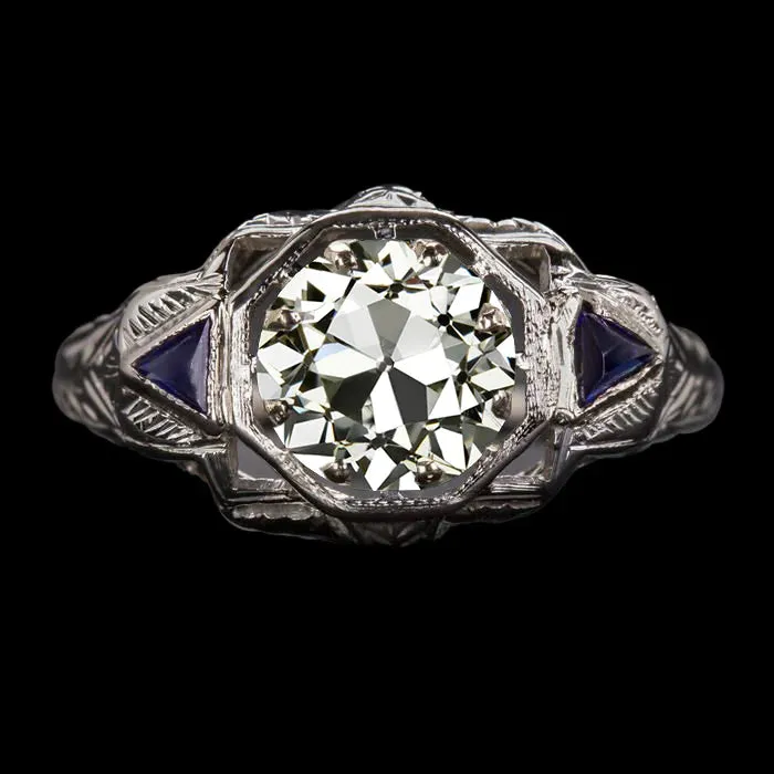 HarryChadEntcom Rings Art Deco Jewelry New Old Cut Natural Earth Mined Diamond Sapphire 3 Stone Ring Filigree HarryChadEntcom Rings Art Deco Jewelry New Old Cut Natural Earth Mined Diamond Sapphire 3 Stone Ring Filigree