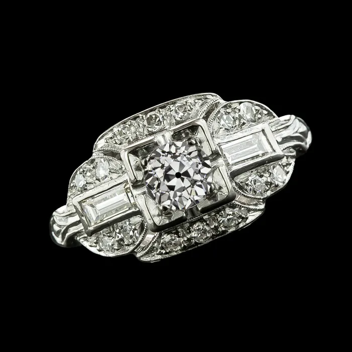 HarryChadEntcom Rings Baguette Round Old Miner Genuine Natural Earth Mined Diamond Ring Milgrain Shank 325 Carats HarryChadEntcom Rings Baguette Round Old Miner Genuine Natural Earth Mined Diamond Ring Milgrain Shank 325 Carats