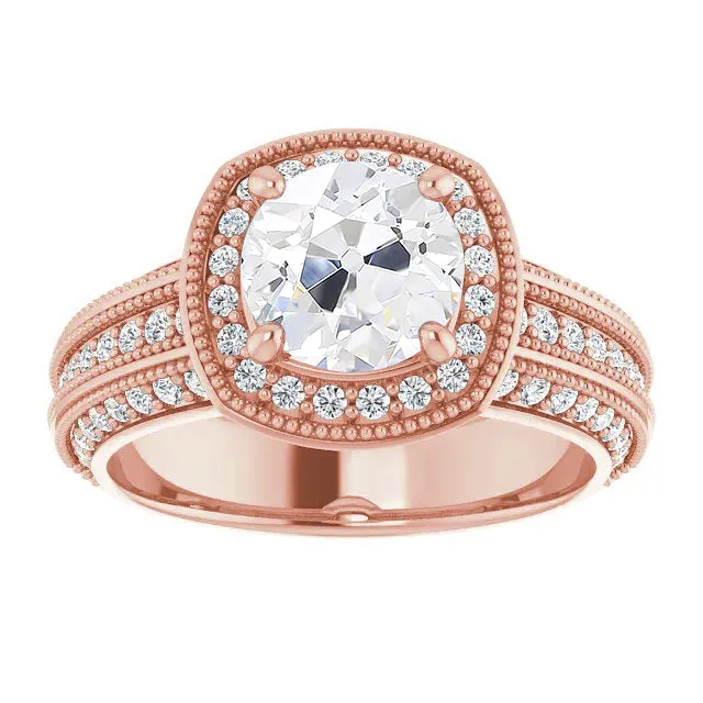 HarryChadEntcom Rings Halo Old Cut Round Natural Earth Mined Diamond Ring Vintage Style 475 Carats Rose Gold HarryChadEntcom Rings Halo Old Cut Round Natural Earth Mined Diamond Ring Vintage Style 475 Carats Rose Gold