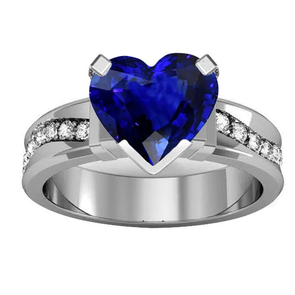 HarryChadEntcom Rings Natural Earth Mined Diamond Jewelry Heart Shaped Ceylon Sapphire Ring 4 Carats Thick Shank HarryChadEntcom Rings Natural Earth Mined Diamond Jewelry Heart Shaped Ceylon Sapphire Ring 4 Carats Thick Shank