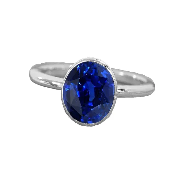 HarryChadEntcom Rings Oval Cut Sapphire Solitaire Ring Bezel Set 2 Carats Ladies Jewelry HarryChadEntcom Rings Oval Cut Sapphire Solitaire Ring Bezel Set 2 Carats Ladies Jewelry