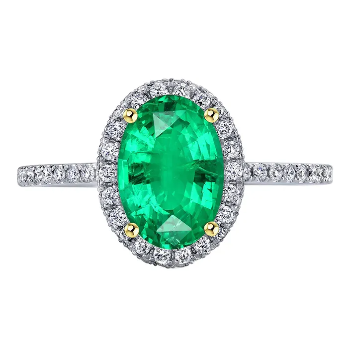 HarryChadEntcom Rings Oval Gemstone Halo Ring Green Emerald Round Diamonds HarryChadEntcom Rings Oval Gemstone Halo Ring Green Emerald Round Diamonds